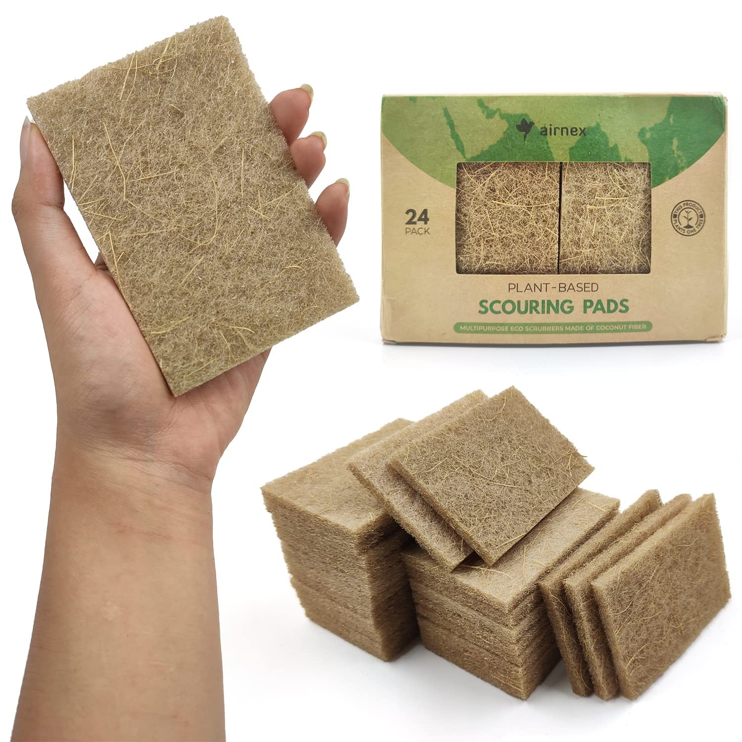Plant-Based Scouring Pads for Dishes – Coconut Husk Non Scratch Scrub Pads – …