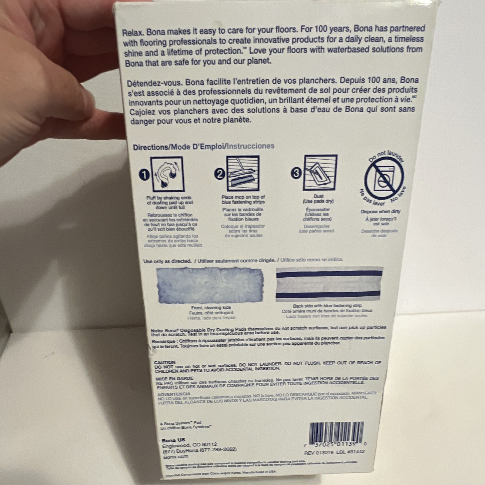 Bona Disposable Dry Dusting Pads Multi-Surface Floors 10ct Microfiber