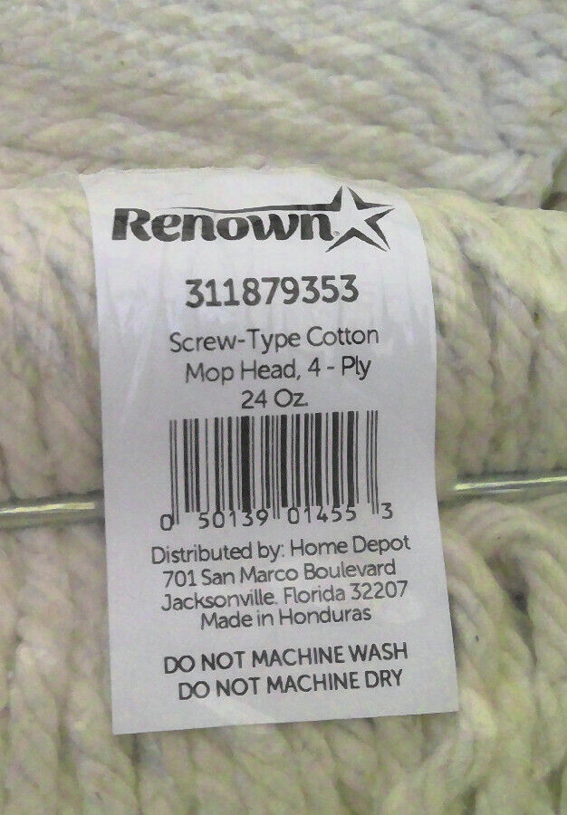 Renown 311879353 Screw Cotton Mop Head 4-Ply 24oz Pack Of 6