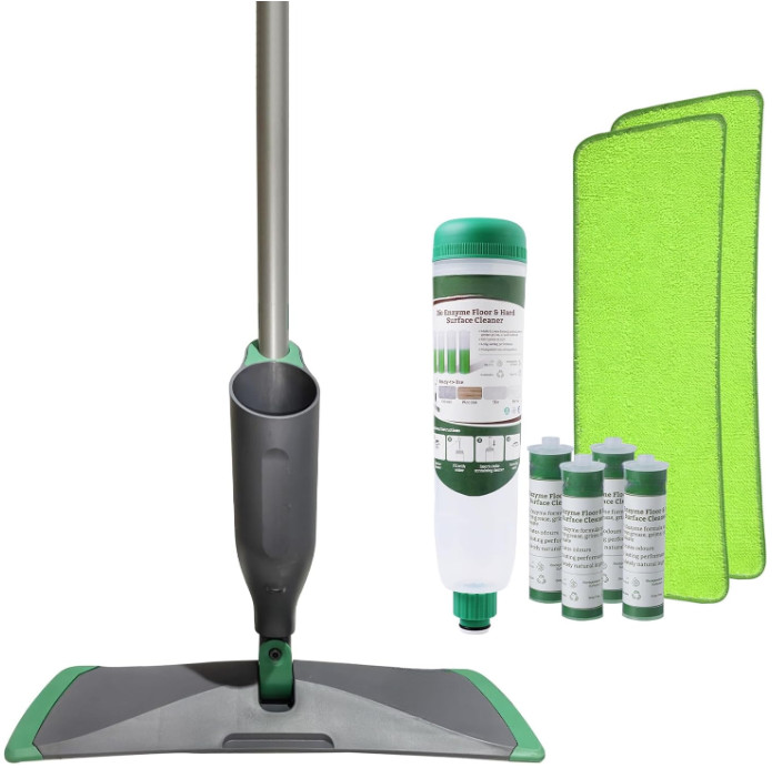 Mopa Spray con Limpiador Multiusos y 2 Paños Microfibra para Suelos, Nuevo