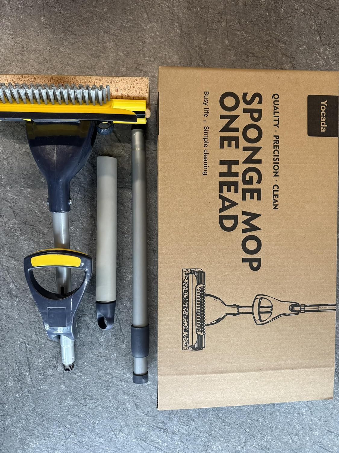 Sponge Mop Home Commercial Use Tile Floor Bathroom Garage Cleaning with Squeegee