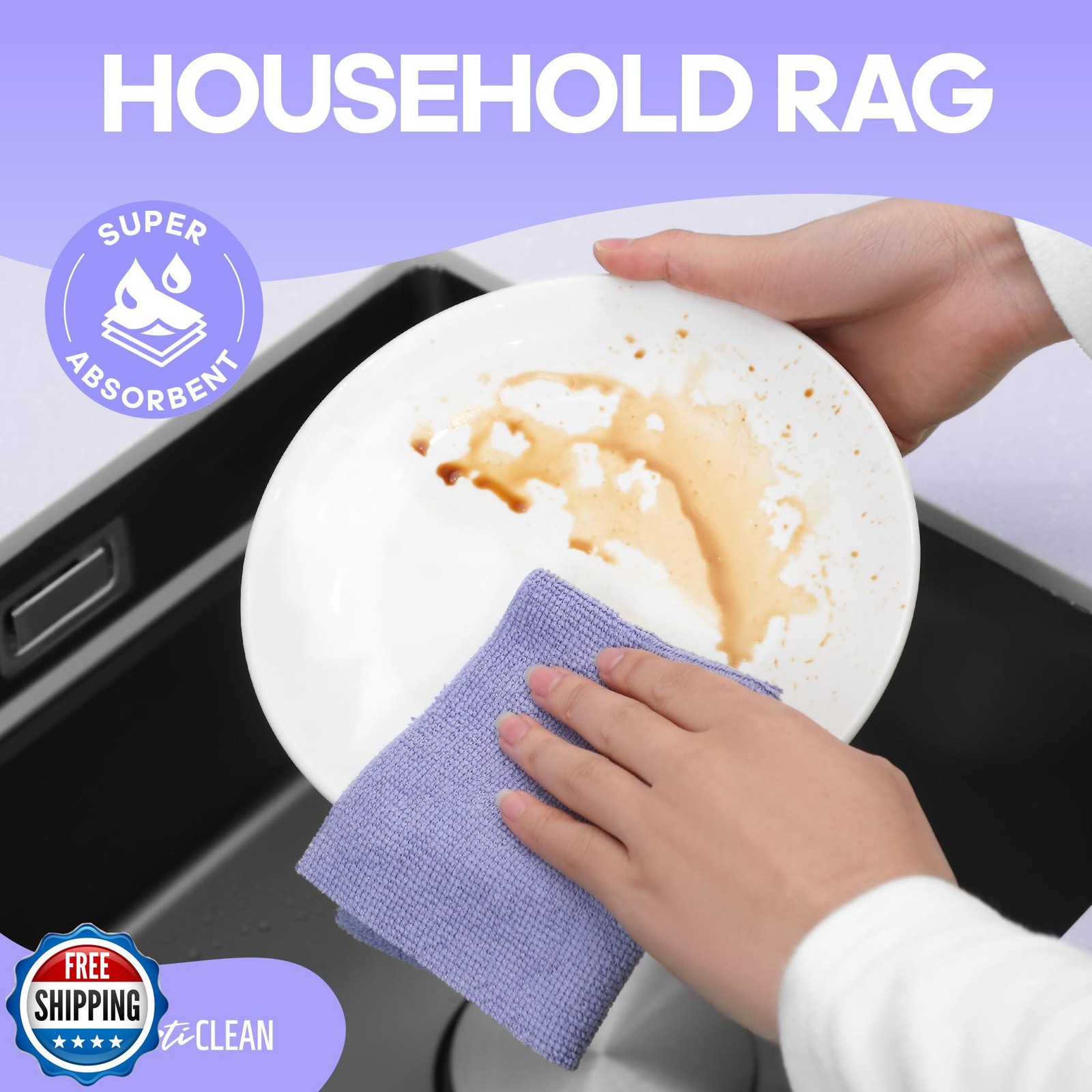 Fantasticlean Microfiber Cleaning Cloth Roll -60 Pack, Tear Away Paperless To