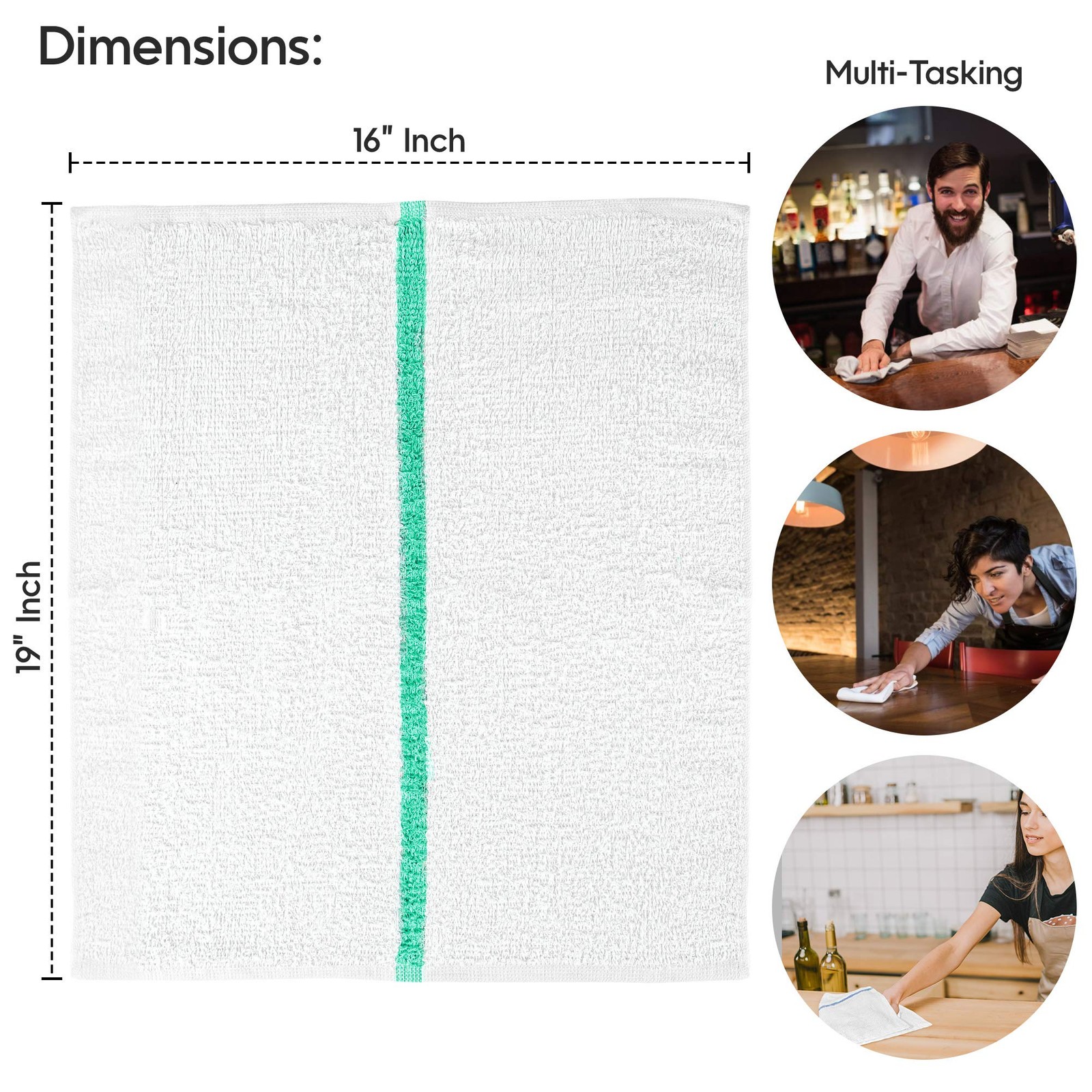 Nabob Wipers Kitchen Bar Mop Terry Towels 12 Pack – 100% Cotton – Size 14×17