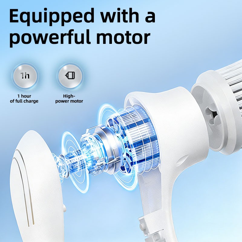 Electric Spin Scrubber Cordless 5 Heads for Bathroom Kitchen Tile Car White US