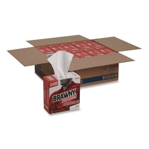 Brawny Medium Duty Premium DRC Wipers, 1-Ply, 9.25 x 16.3, Unscented, 90/Box