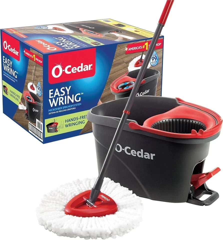 Microfiber Spin Mop Bucket Set Floor Cleaning System Pedal Wringer