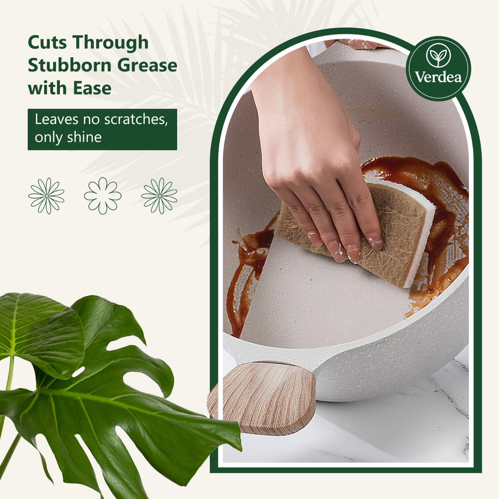 Verdea Natural Coconut Dish Sponges – Eco-Friendly Biodegradable Scrubbers