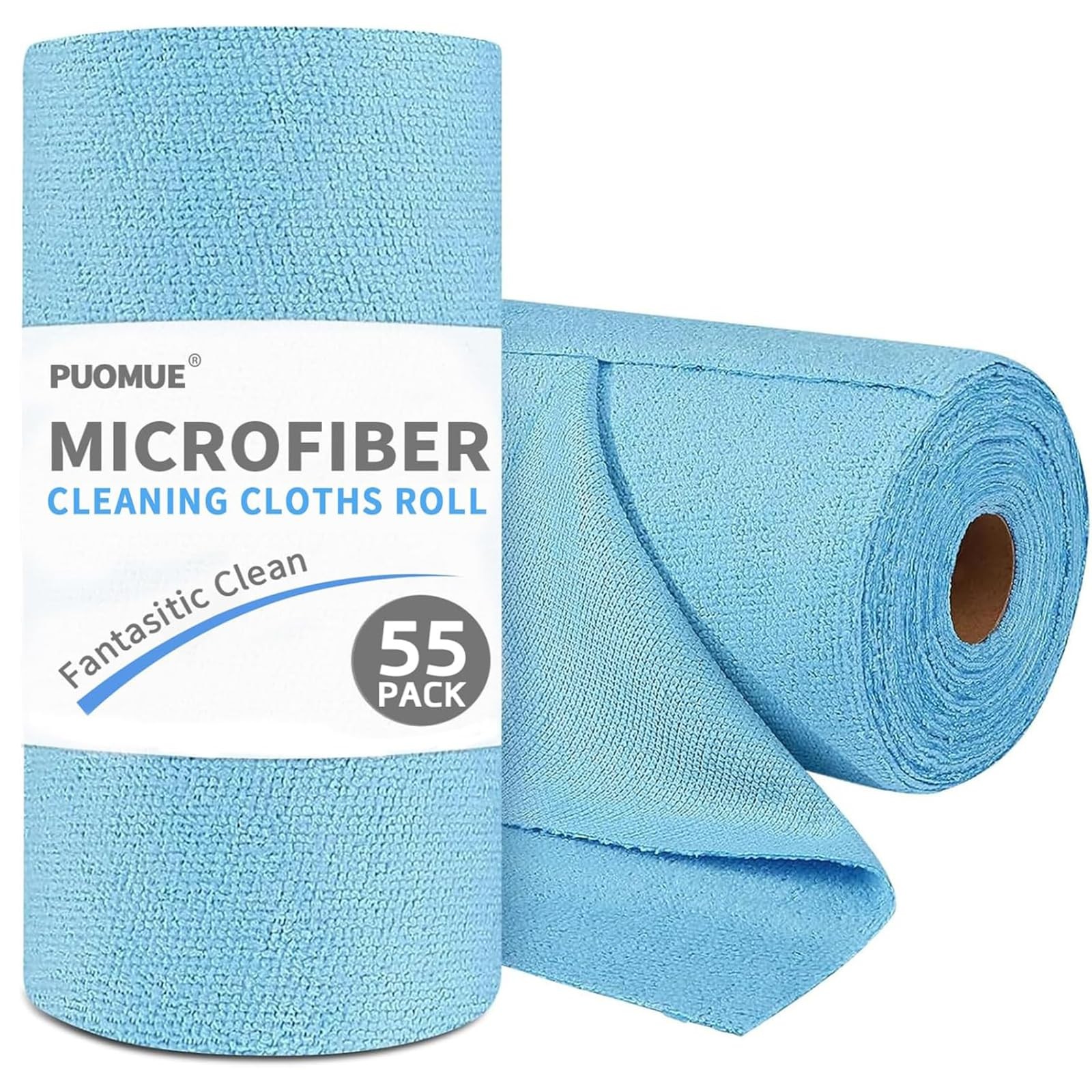 55 Pack Microfiber Cleaning Cloth Roll, Tear Away Reusable Paper Towels, 11″ …