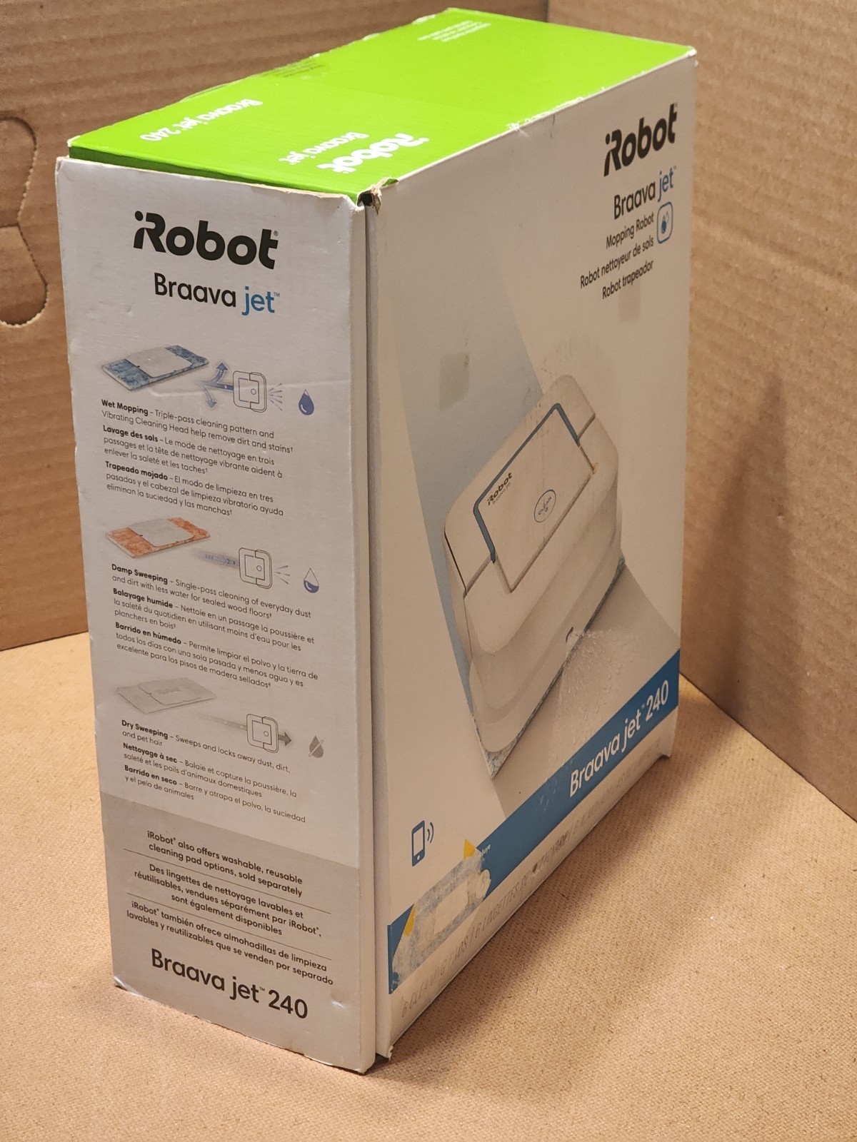 iRobot Braava jet 240 Smart Mopping Robot Bluetooth w/Dry Sweeping Pads
