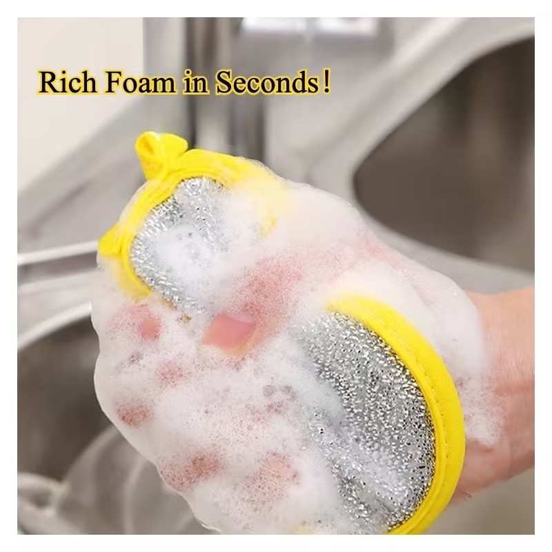 10× Reusable Double-Sided Dishwashing Microfiber Sponge Kitchen Cleaning Pads US