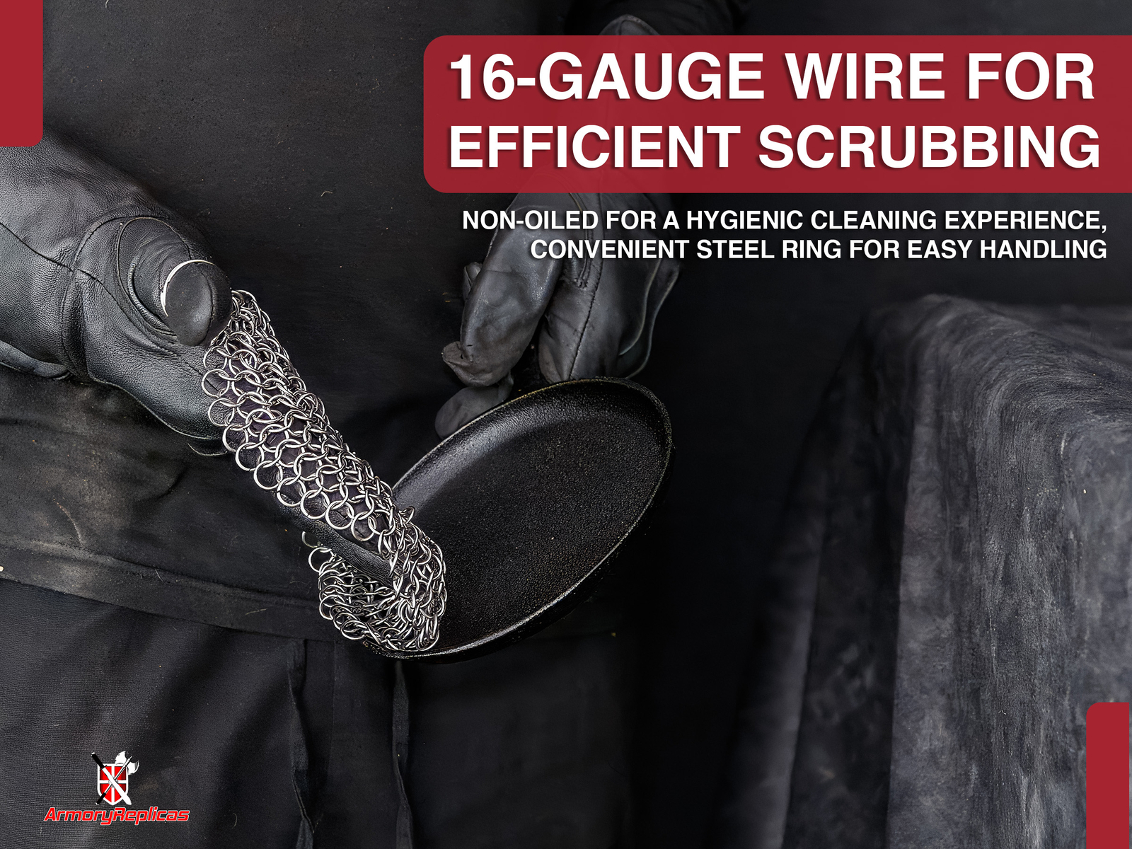 Chainmail Scrubber Cleaning Cast Iron Stainless Steel Accessory Tough Cleaning