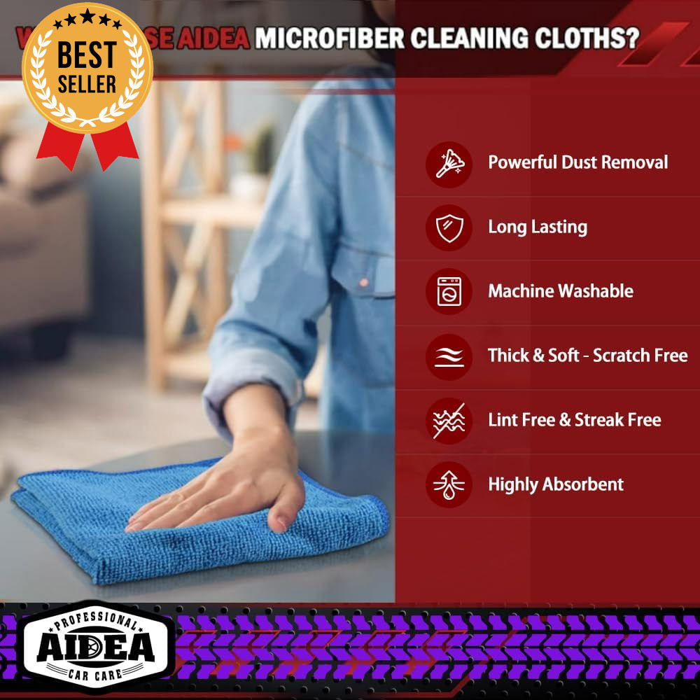 Microfiber Cleaning Cloth, 50PK, Microfiber Towels for Cars, Premium Wash Cloths
