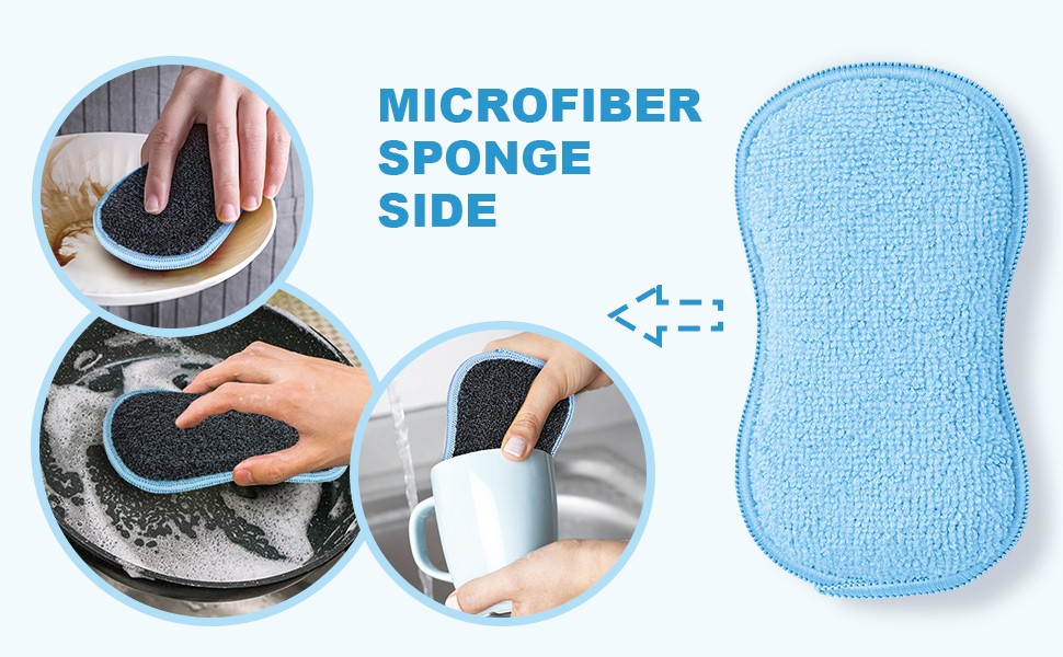 12 Pack Multi-Purpose Scrub Sponges Kitchen, Dish Sponge, Non-Scratch Microfiber