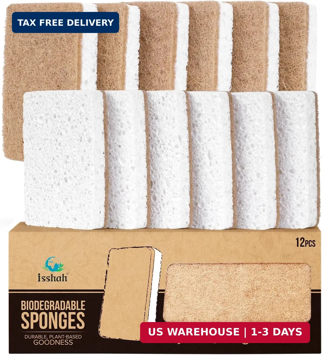 12 Pack Natural Sisal Hemp Scrub Sponges Kitchen Dish Cleaner Eco Friendly Vegan