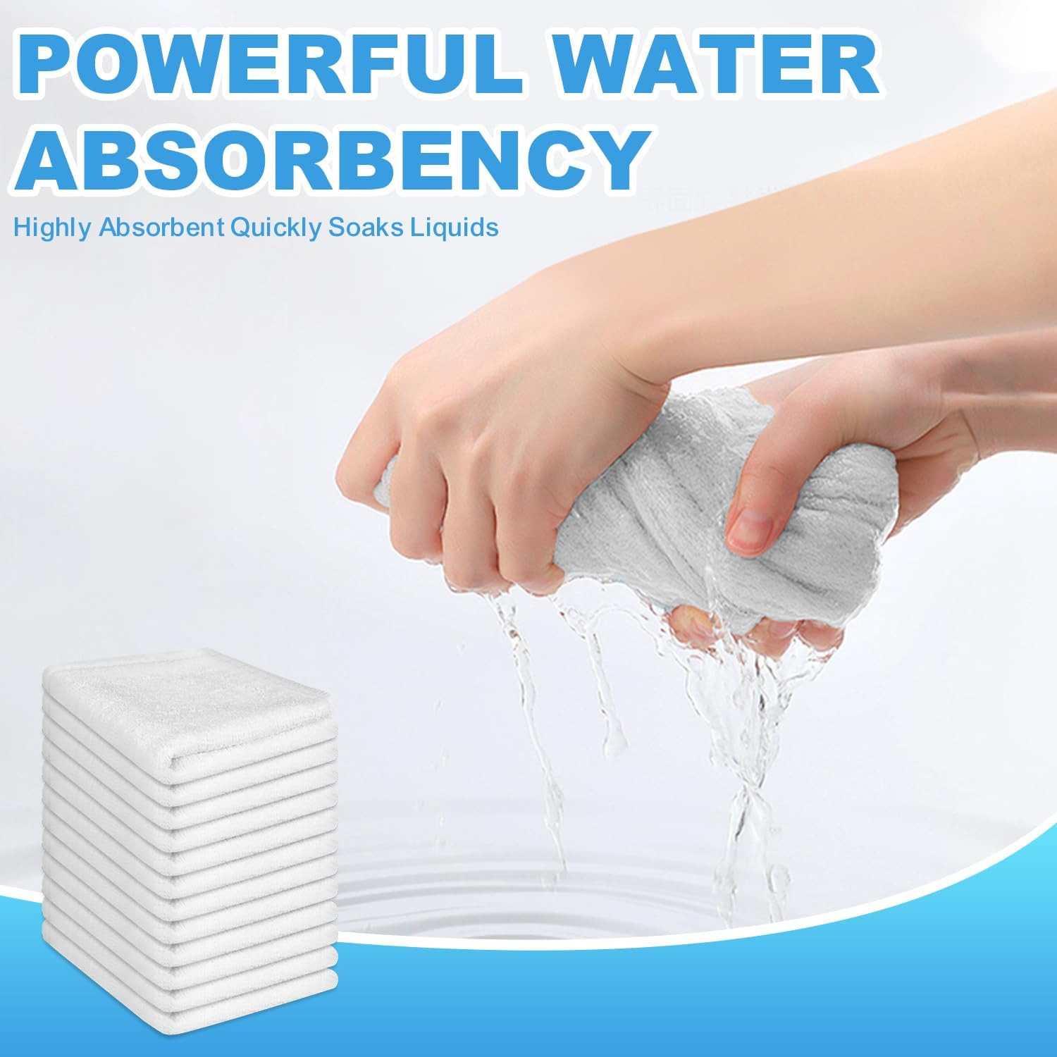 12 Pack 100% Cotton Wash Cloth, 12X12 Inch Highly Absorbent and Soft Feel