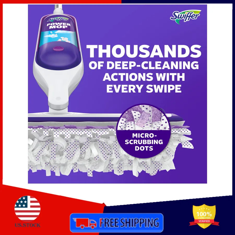 Swiffer Power Mop Floor Cleaning Kit for Wood Tile Vinyl and Laminate Floors