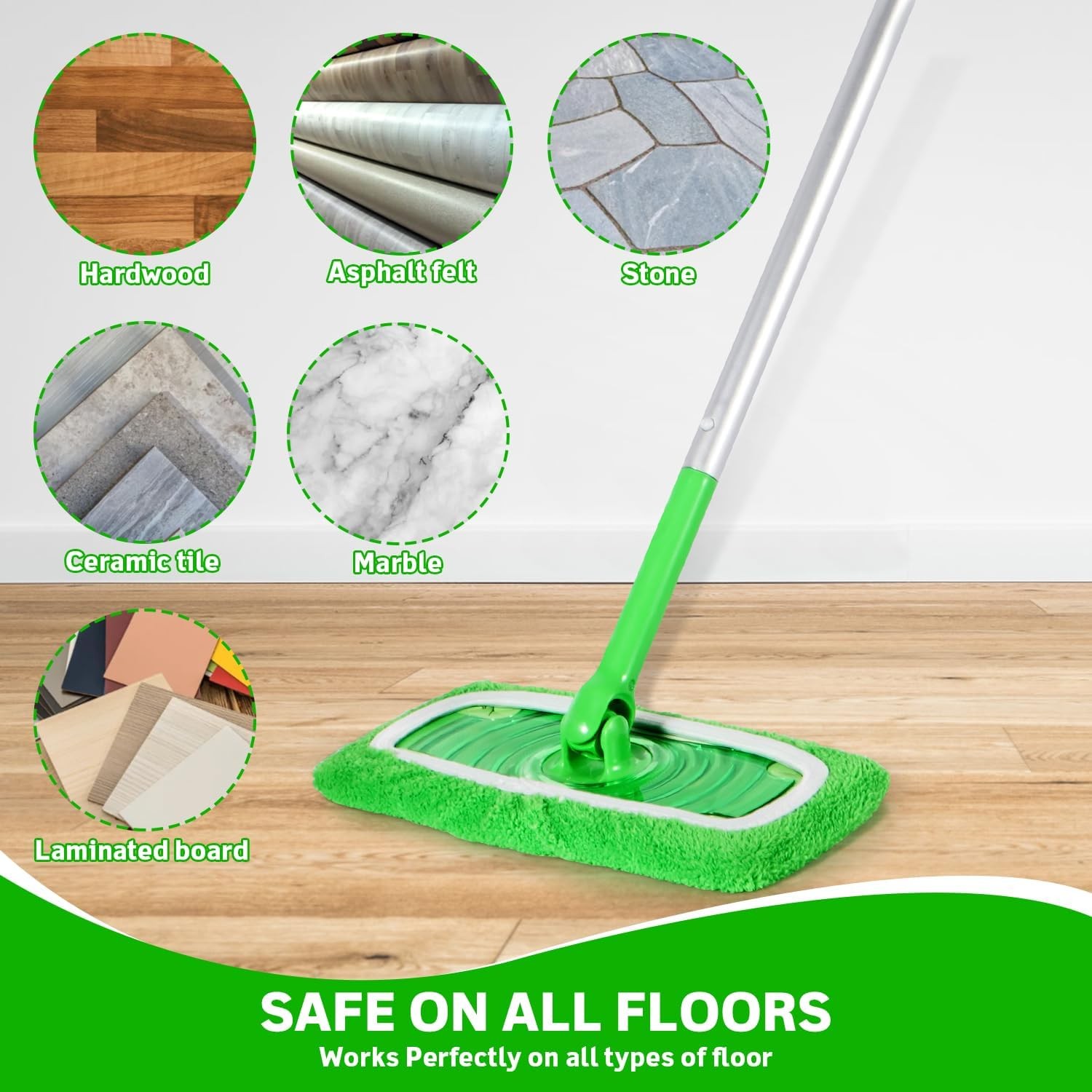 🔥 8 Pack Reusable Microfiber Mop Pads Compatible with Swiffer Sweeper Washable