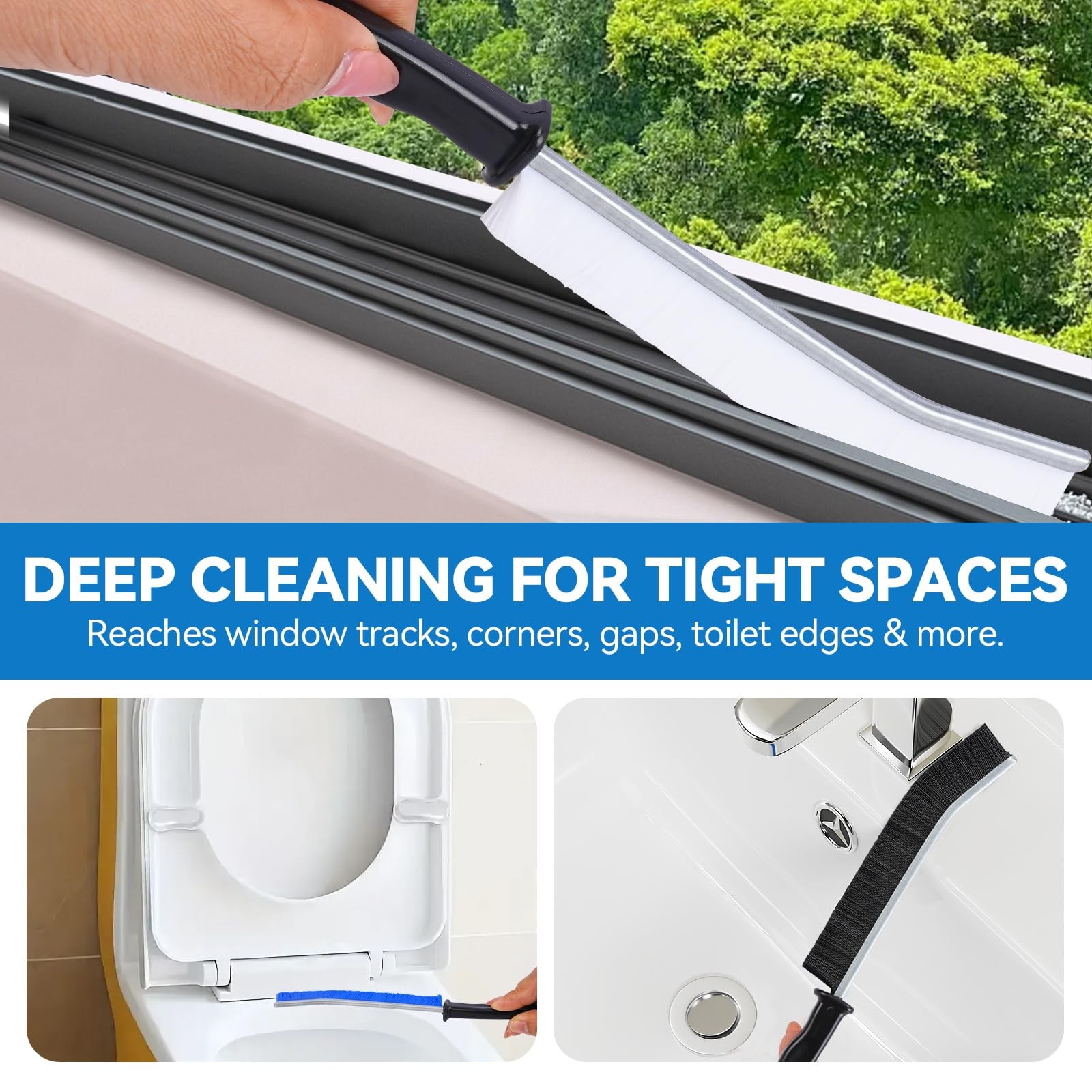 YUNWEIXU 10-Pack Crevice Cleaning Brush Set for Tight Spaces inch, Multicolor