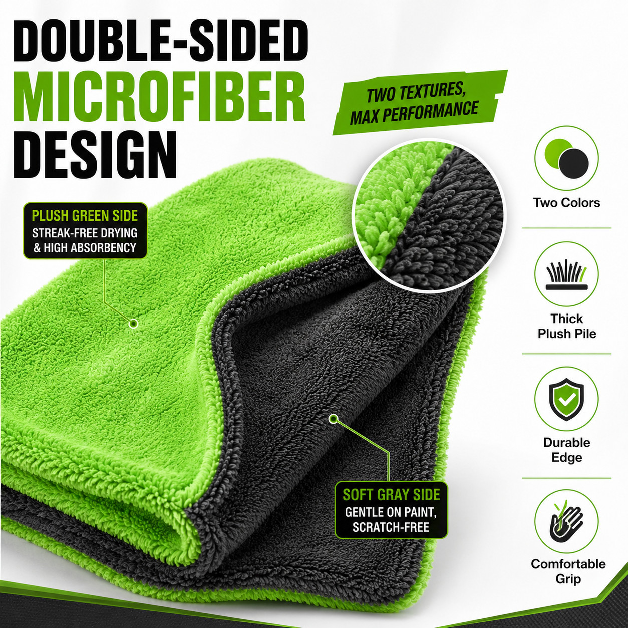 36x24in Microfiber Car Drying Towel 1400GSM Stripe-Free Automatic Washing Cloth