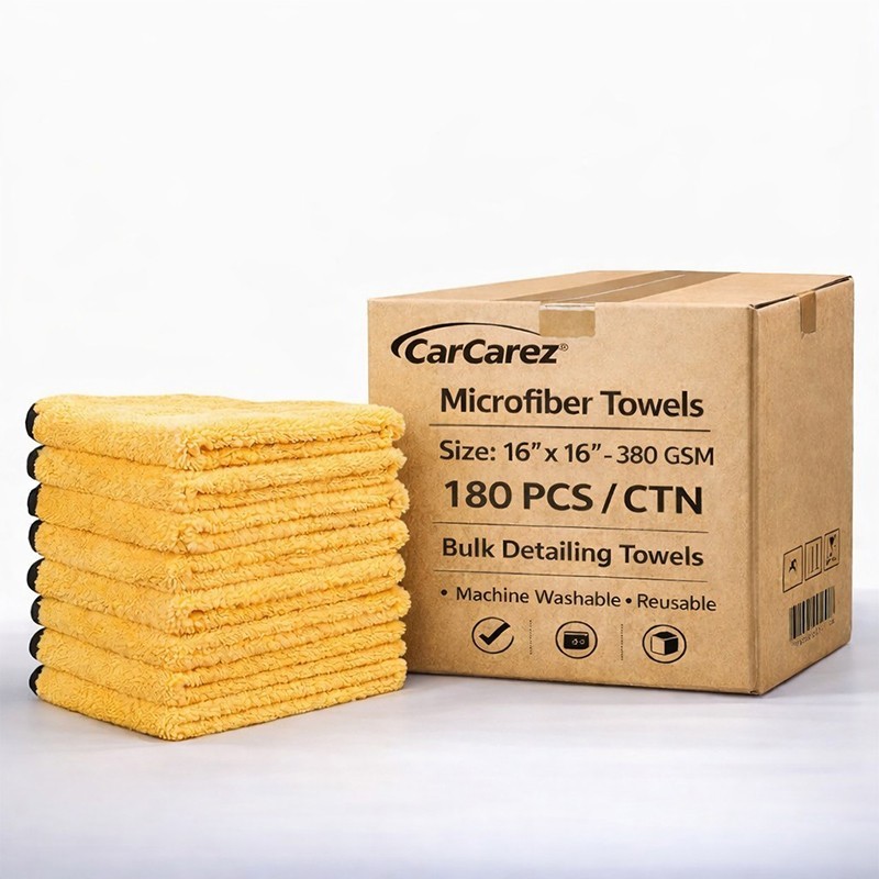 CarCarez 180PCS Microfiber Towels 16×16 380GSM Bulk Detailing Cloth Car Wash