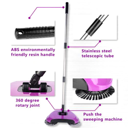 SPIN HAND PUSH SWEEPER HANDHELD BROOM HOUSEHOLD FLOOR DUST CLEAN MOP NO ELECTRIC