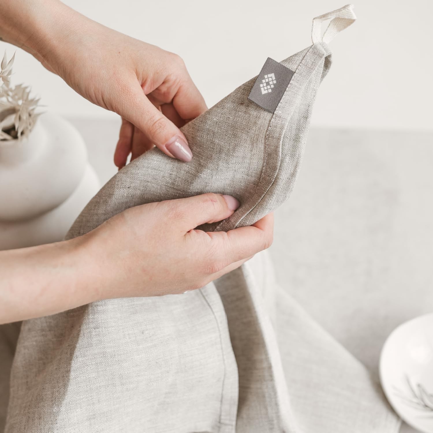 Pure Linen Flax Washcloths – 4-Pack Natural Dish Towels Set – Linen Tea Towel…