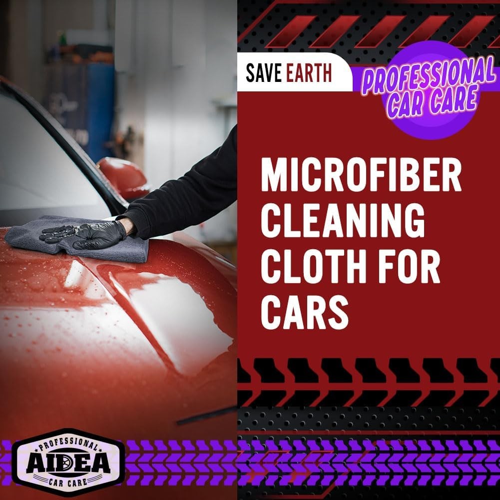 AIDEA Microfiber Cleaning Cloth Grey 10PK, Micro Fiber Cloth for Cleaning Cars,