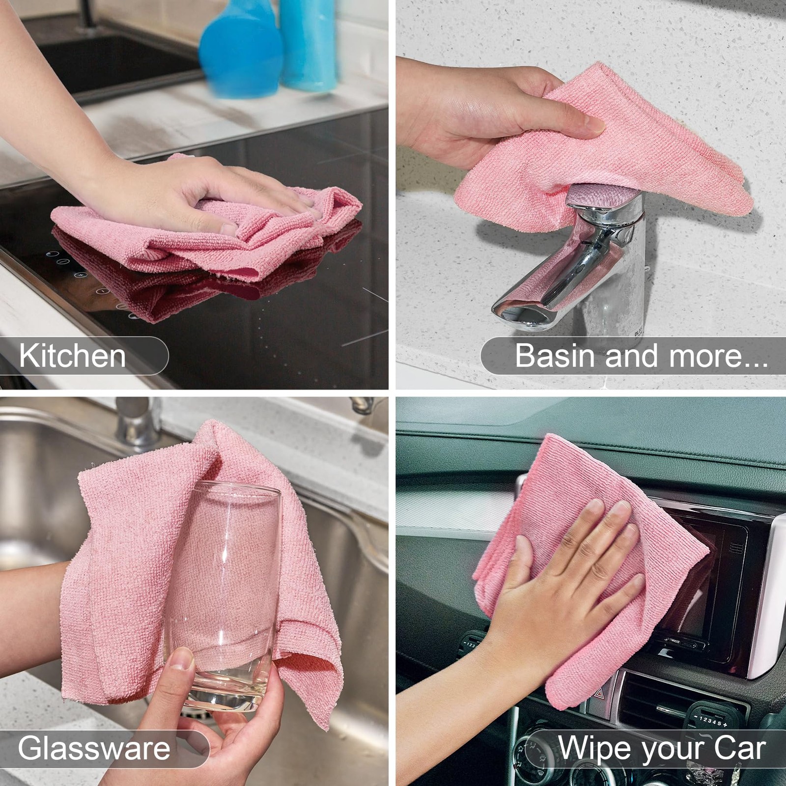 UPSTAR Microfiber Cleaning Cloth Reusable Paper Towels Rolls 50 Packs 12×12 inch