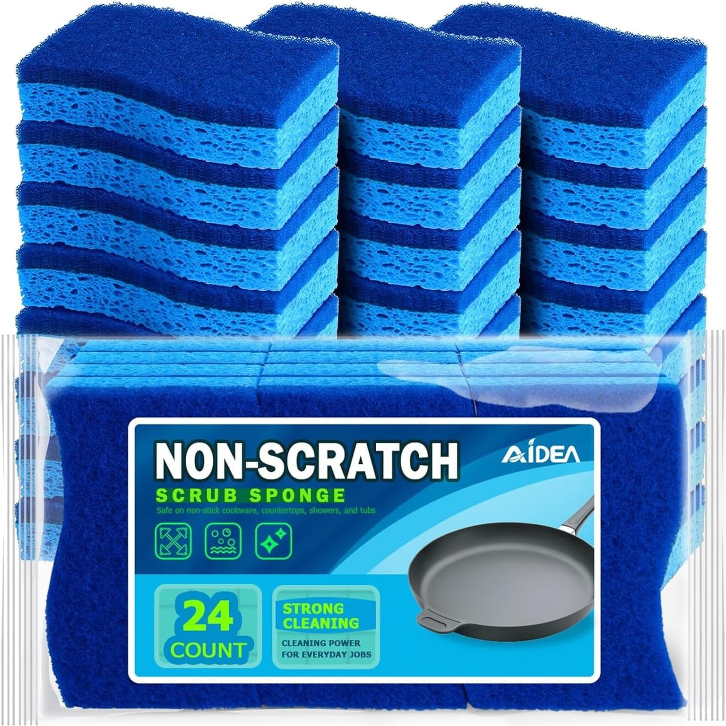 AIDEA-Brite Non-Scratch Scrub Sponge-24Count, Sponges for Dishes, Sponges Kitche