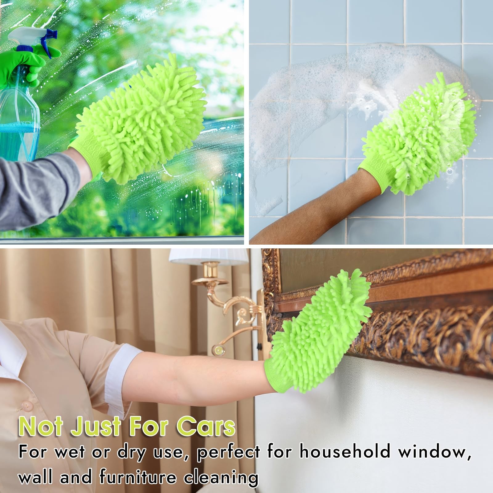 Guantes de microfibra de chenilla lavar coches y para quitar el polvo del hogar.