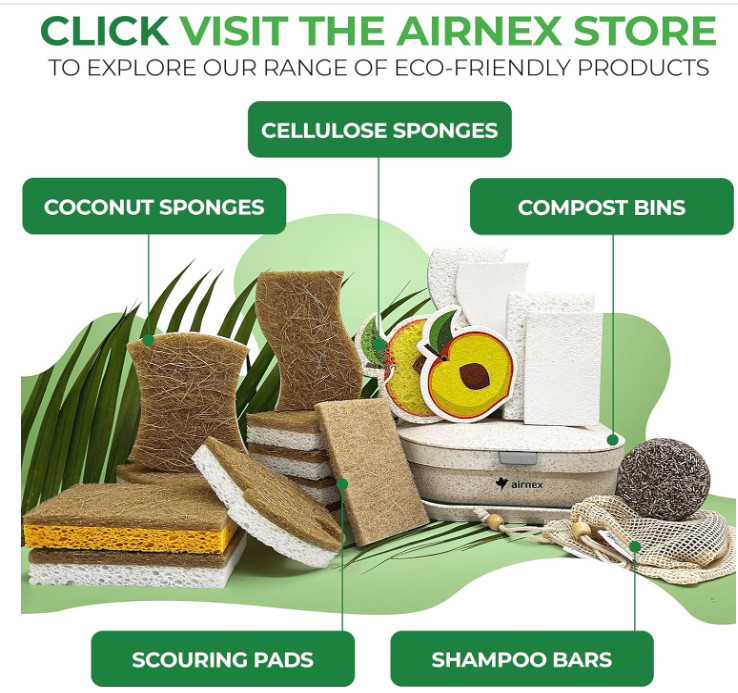 Natural Kitchen Sponge, Biodegradable Compostable Coconut Scrubber, 12 Pack