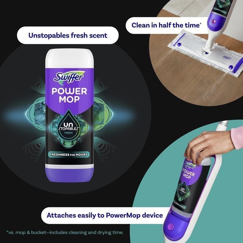 Power Mop Floor Cleaner Solution Fresh Scent 25.3 fl oz 2 Pack Unstopables New