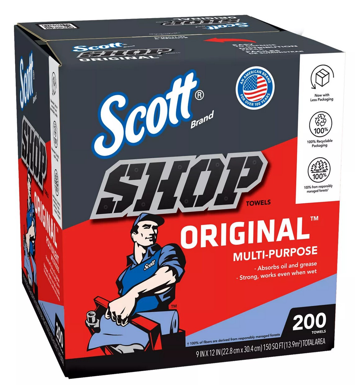 Scott Shop Towels Original, Pop-Up Dispenser Box (200 Sheets/Box)✨✔✔ BUYMORESAVE