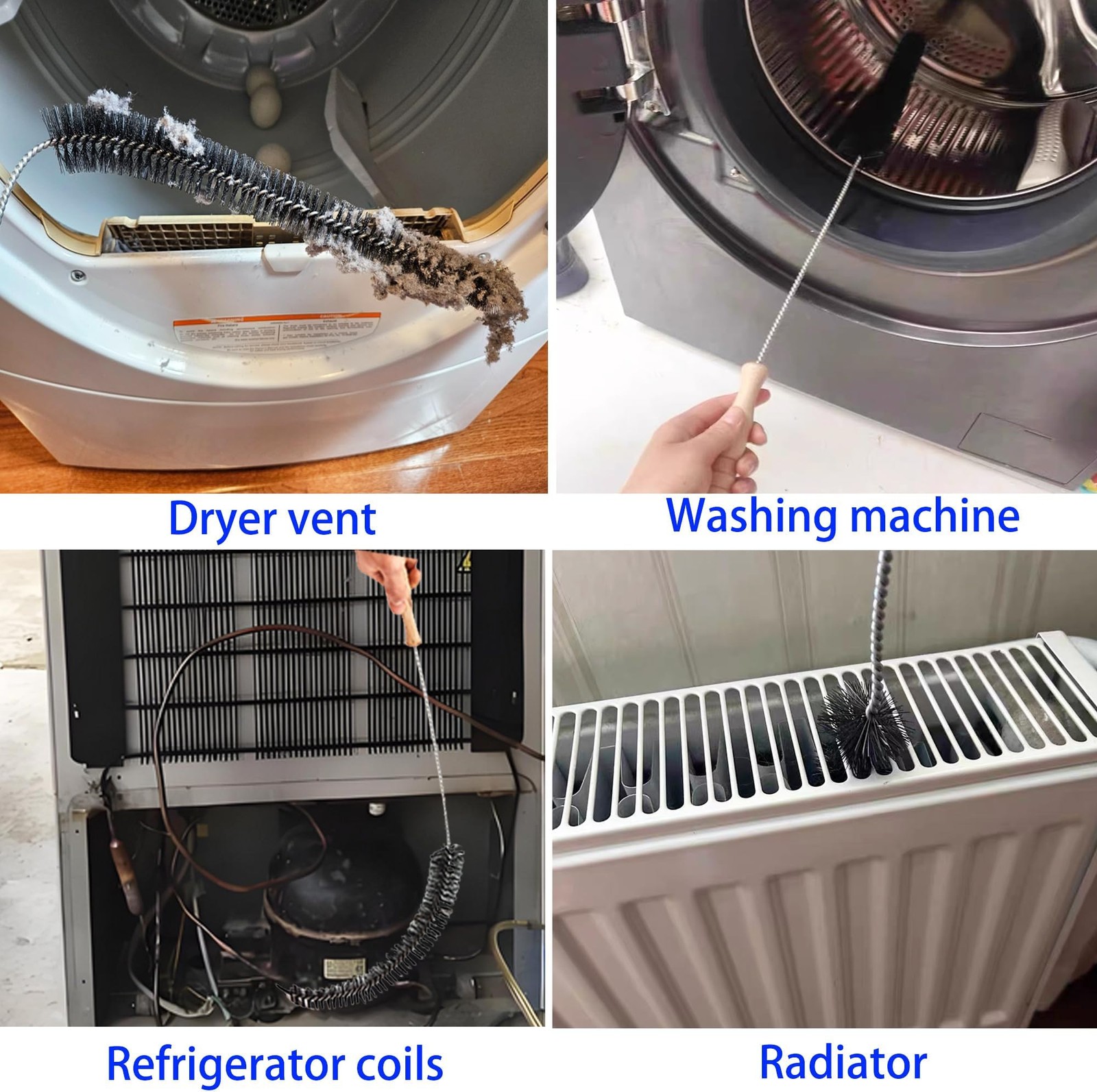 8 Pack Washing Machine Cleaning Brush, Dryer Vent Cleaner Kit, Flexible Dryer…