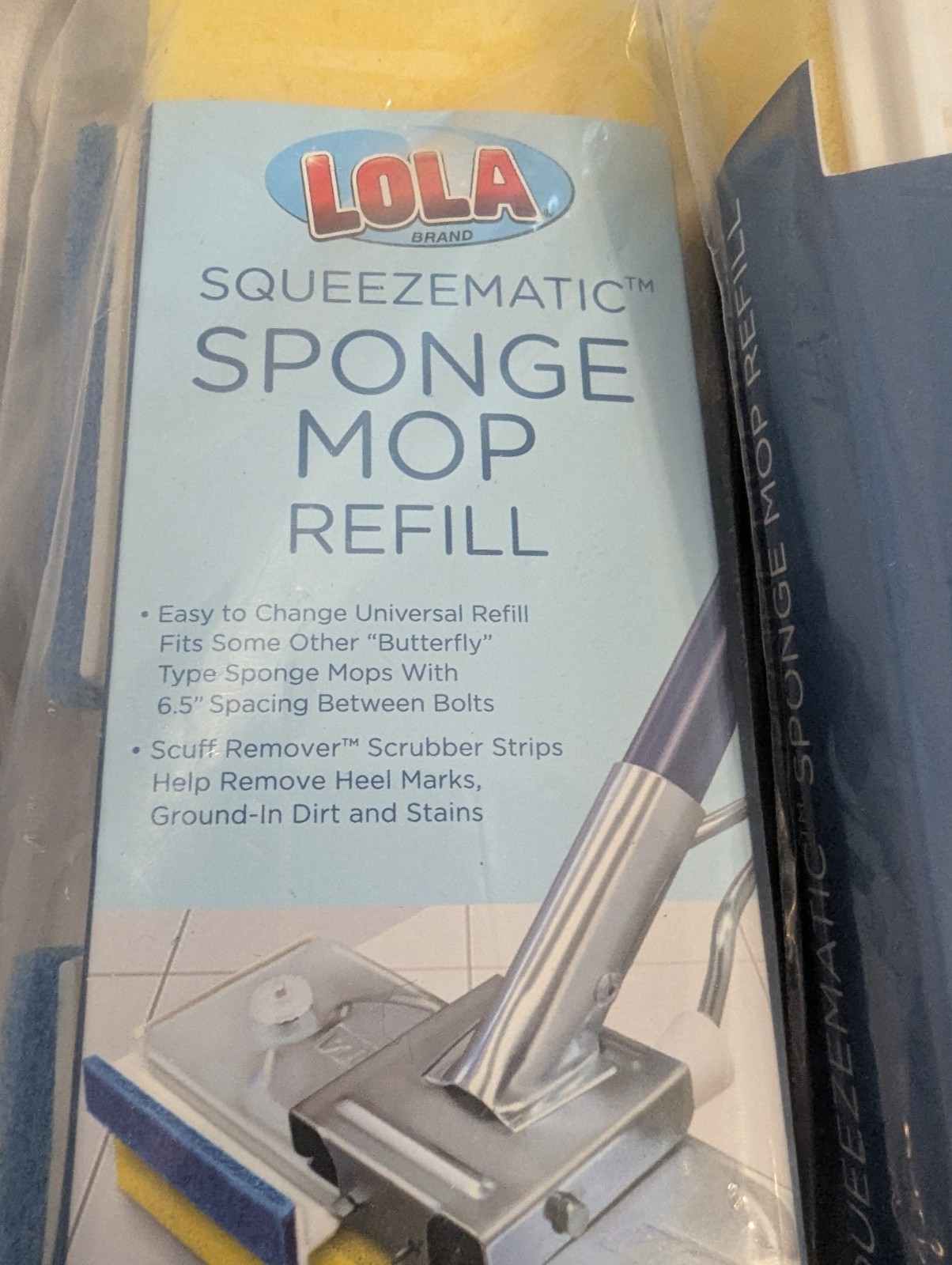 LOLA Squeeze Matic Butterfly Sponge Mop Refill, 9″, (2 Pack) Replacement Head