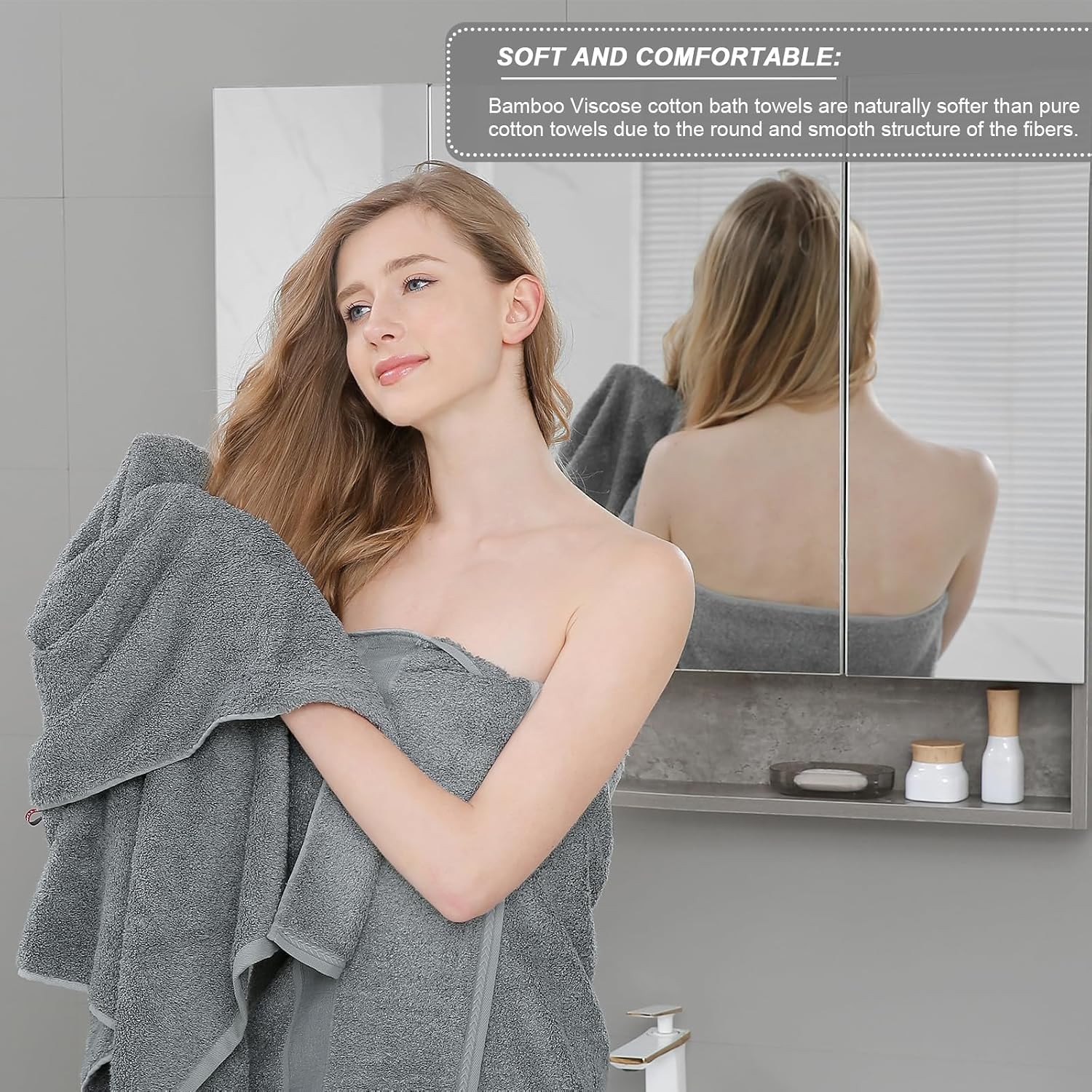 Bath Towels, 27x54inch – Natural, Ultra Absorbent Towels for Bathroom, Travel,