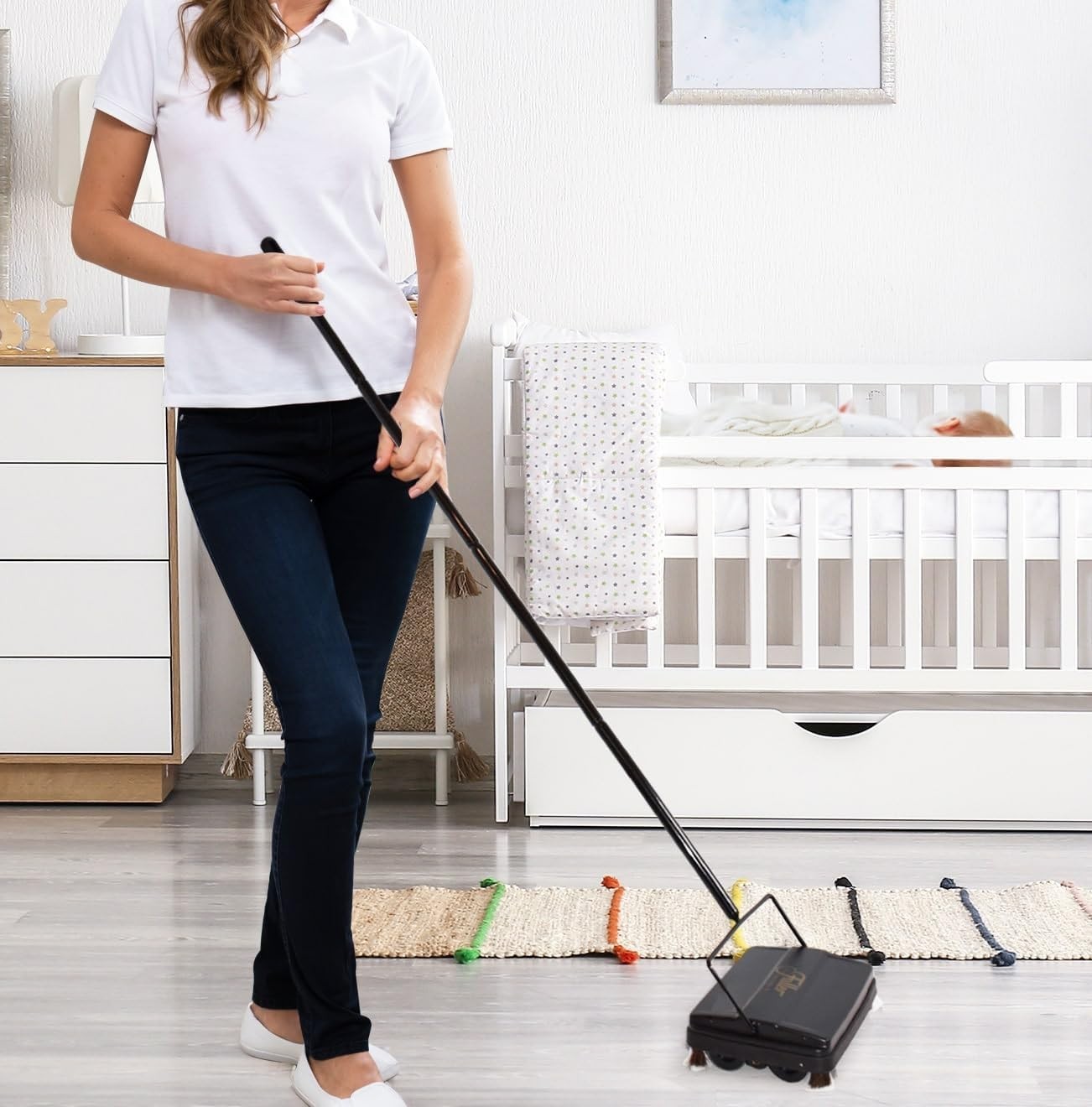 Carpet Floor Sweeper Electric Static Cleaner Hard Soft Surface Compact Lightw…
