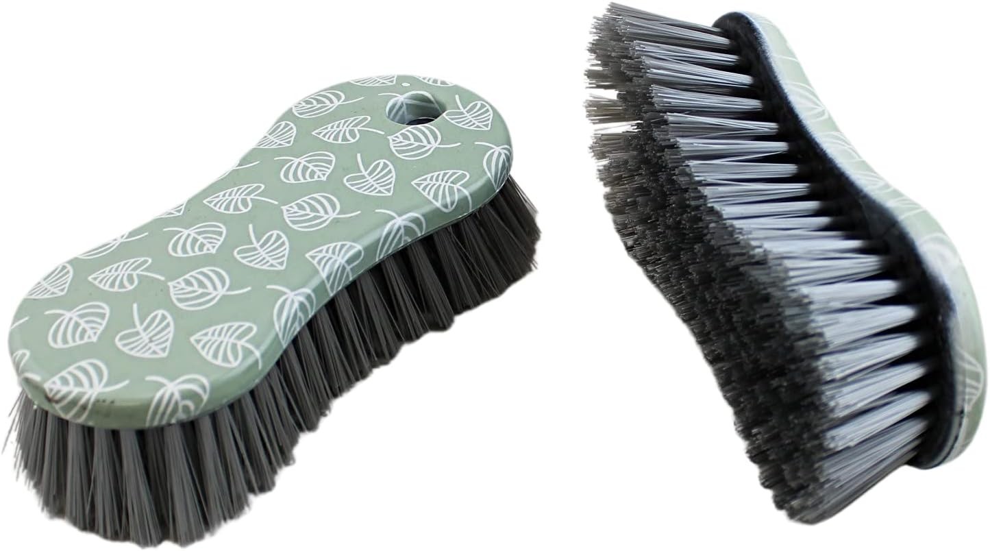 2 Pack Multi-Purpose Scrub Brush – Heavy Duty Green Printed Cleaning Tool