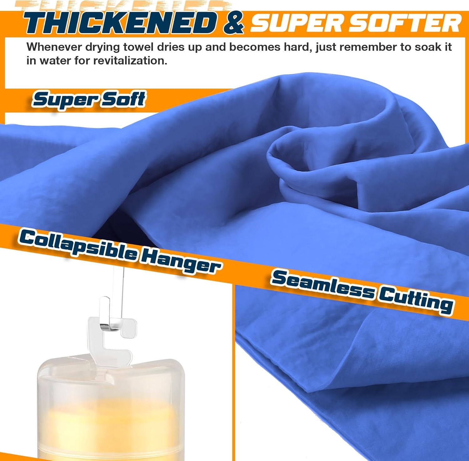 2-Pack Shammy Car Drying Towel 26″x17″ Super Absorbent Chamois Cloth
