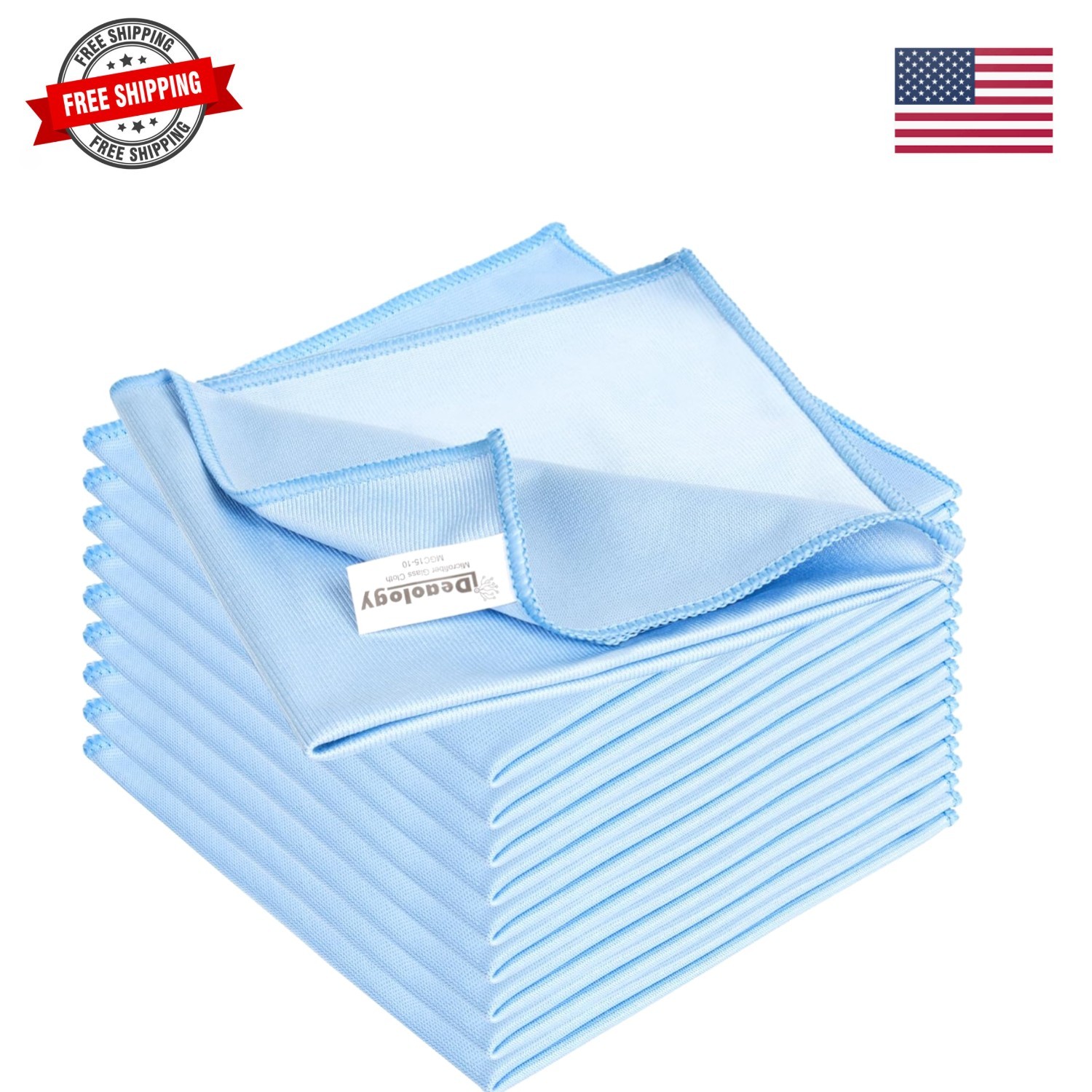 10 Pack XL Streak Free Microfiber Glass Cleaning Cloth, 16 Inch X 16 Inch, L…
