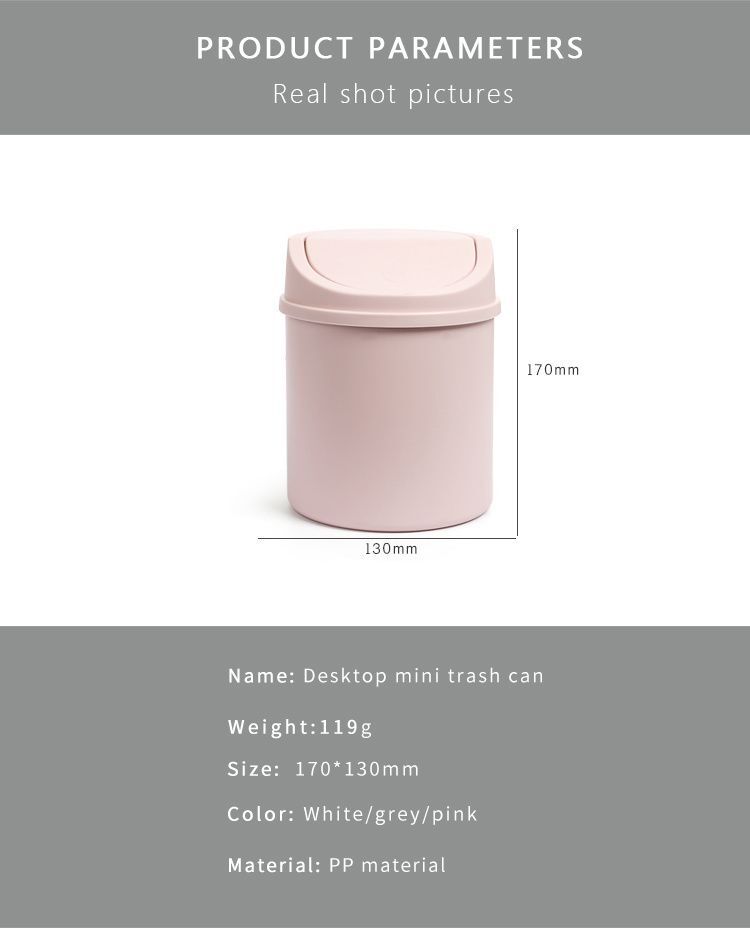 Modern Mini Dustbin Solid Color Desktop Plastic School Office Accessories Kawaii