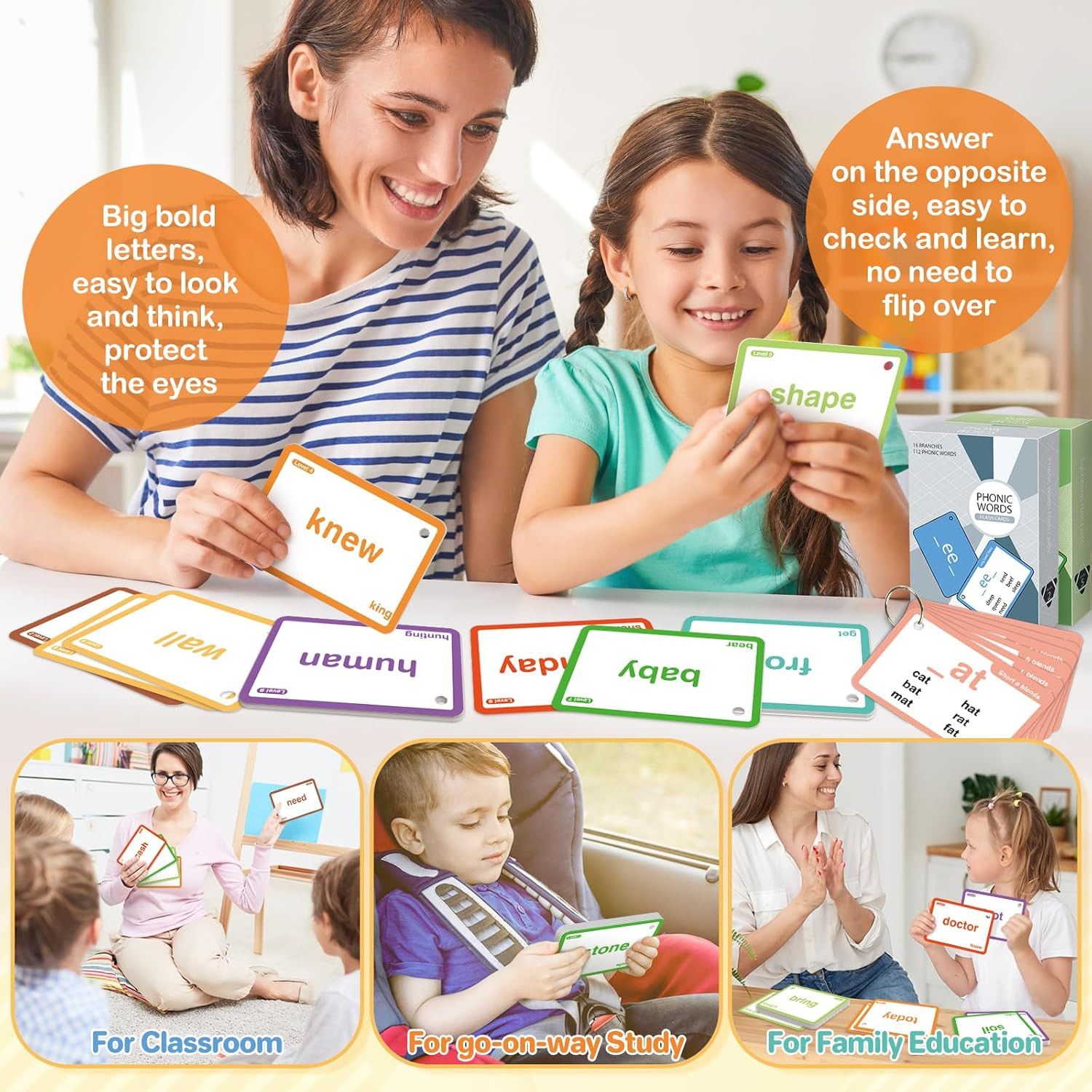1012 Sight Word Phonics Flash Cards Dolch Fry Reading Game for Kid Grades Prek-6