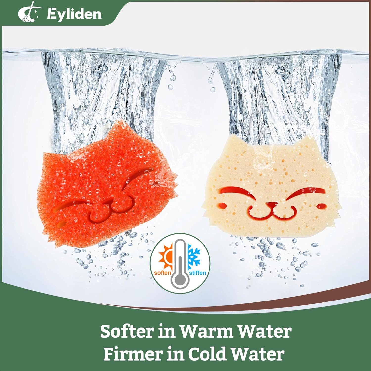 6 Pack Scrub Sponge, Dual-Sided, Smart-Temp Firmness, Dish Scrubber | Non-Scr…