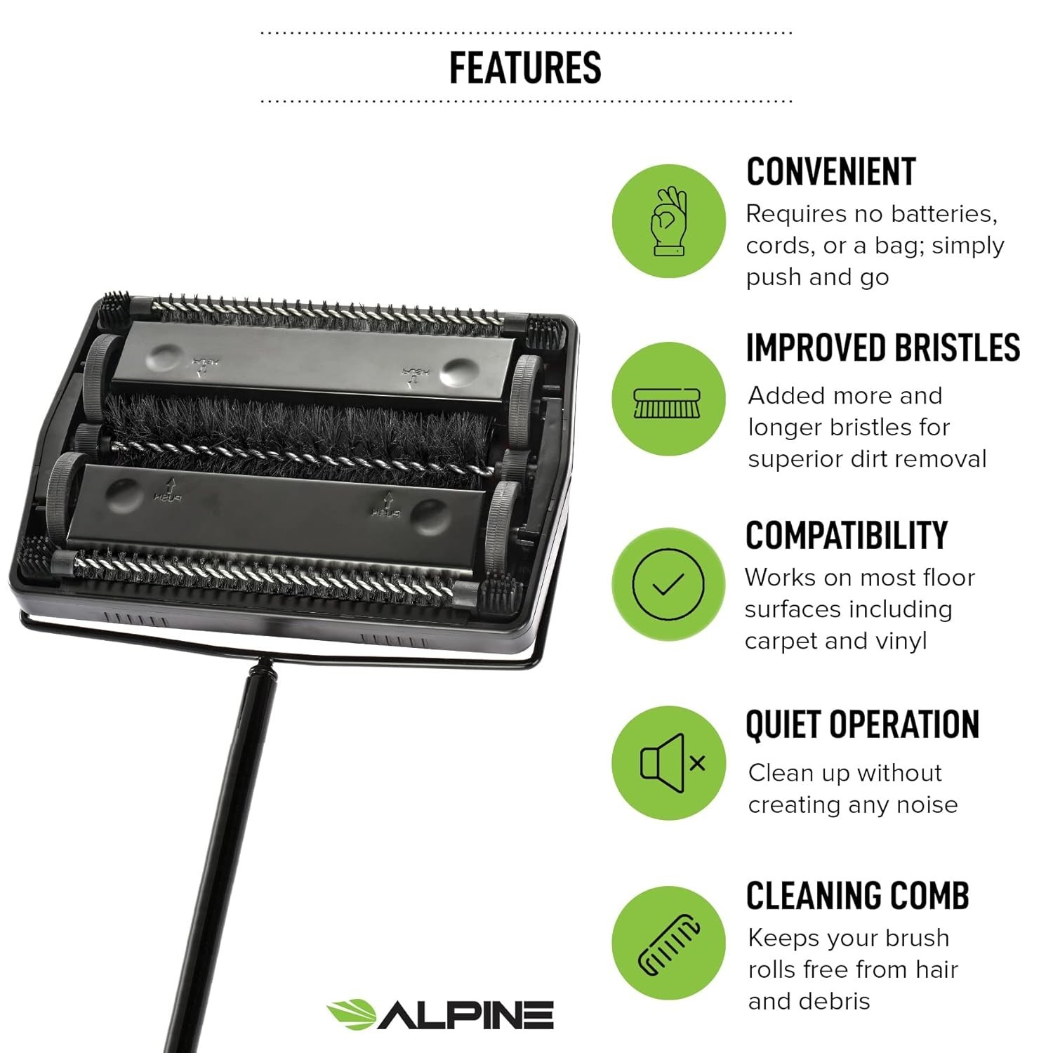 Effortless Cleaning: Cordless Triple Brush Sweeper for Hard Floors and Carpets