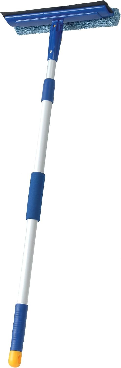 Window Washer and Silicone Squeegee, Auto Easy Grip Extendable Handle