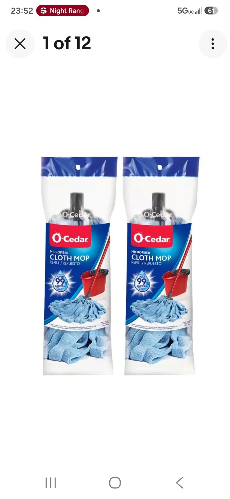 O-Cedar Microfiber Wet Cloth Mop Replacement Mop Head Reusable Washable (2-Pack)