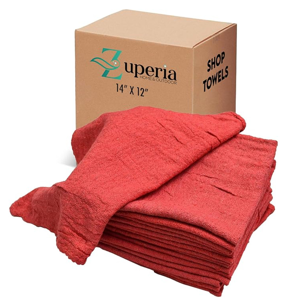 ZUPERIA Cotton Shop Towel – Multipurpose Cleaning Cloths 14″ x 12″-Pack of 150