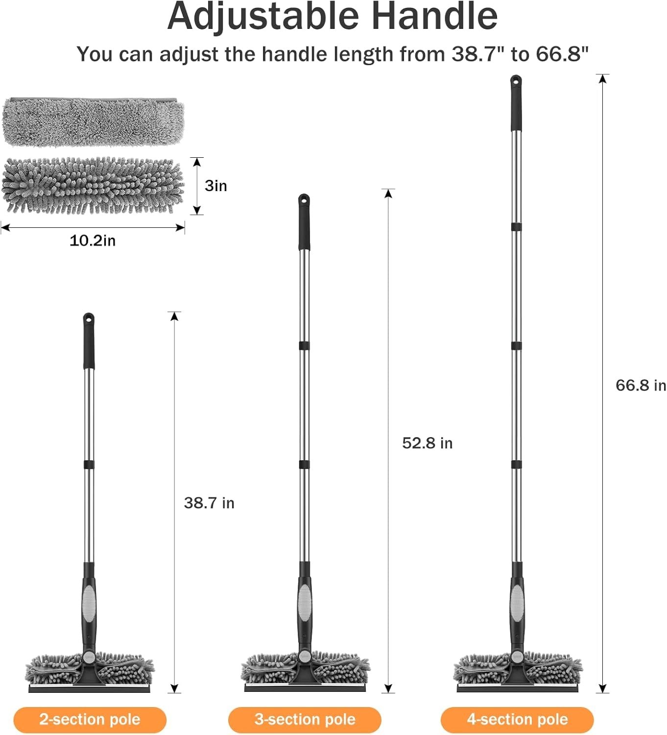 Window Squeegee 2-in-1 Extendable Car & Home Glass Cleaning Kit Telescopic