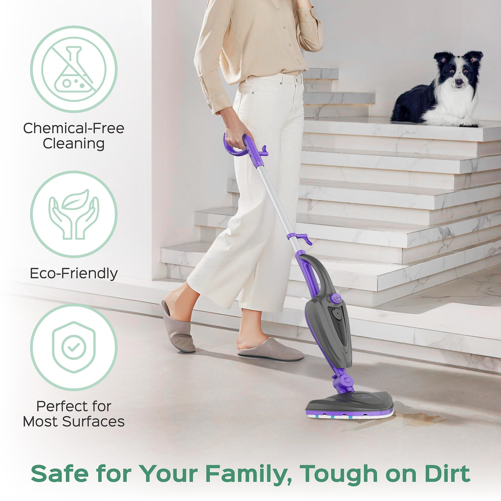 Turonic ST3 10-in-1 Steam Mop – 1500W, 110°C Floor Steamer, 15s Heat-up