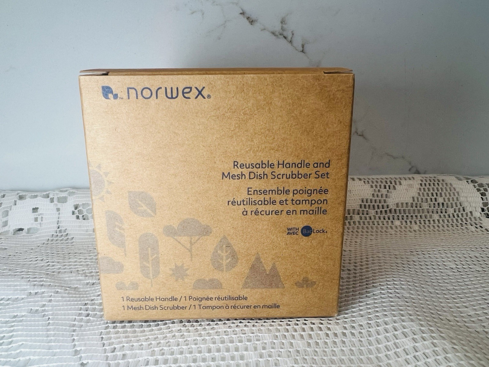 NIB Norwex Reusable Handle w/ Mesh Dish Scrubber Kitchen Sink Pot Sponge